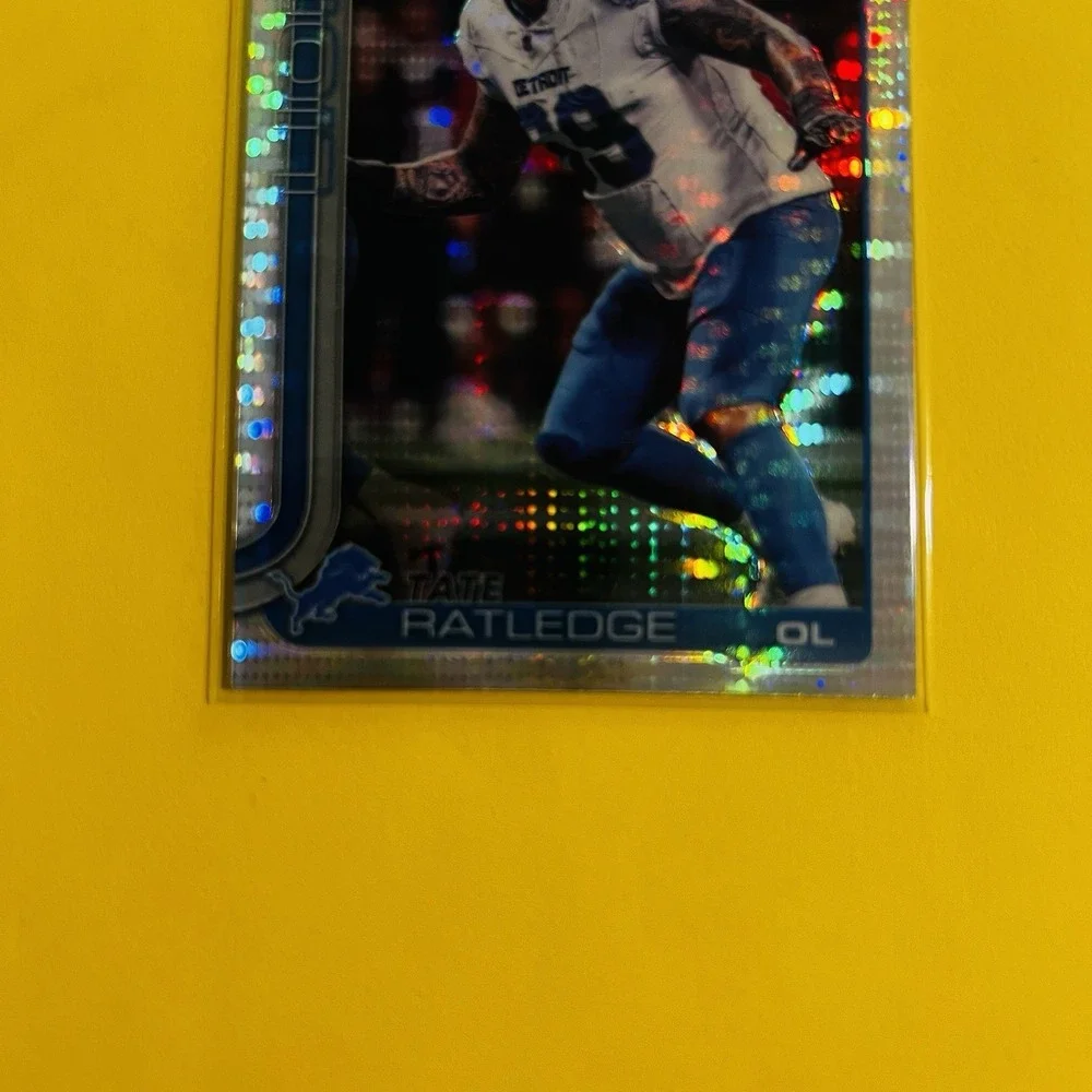 2025 Topps Chrome NFL Football Tate Ratledge RC‎ #383 Pulsar Refractor Lions